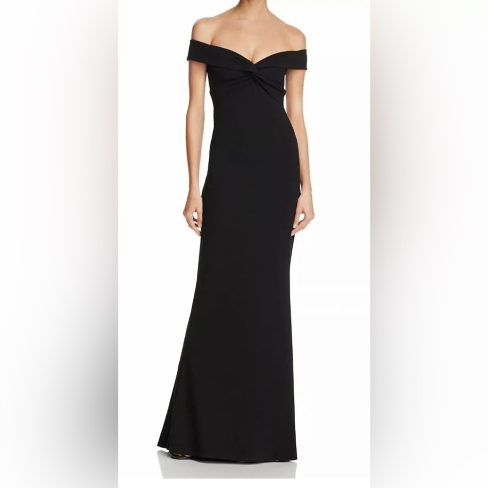 Nookie Black Strapless Off-Shoulder Twist Gown